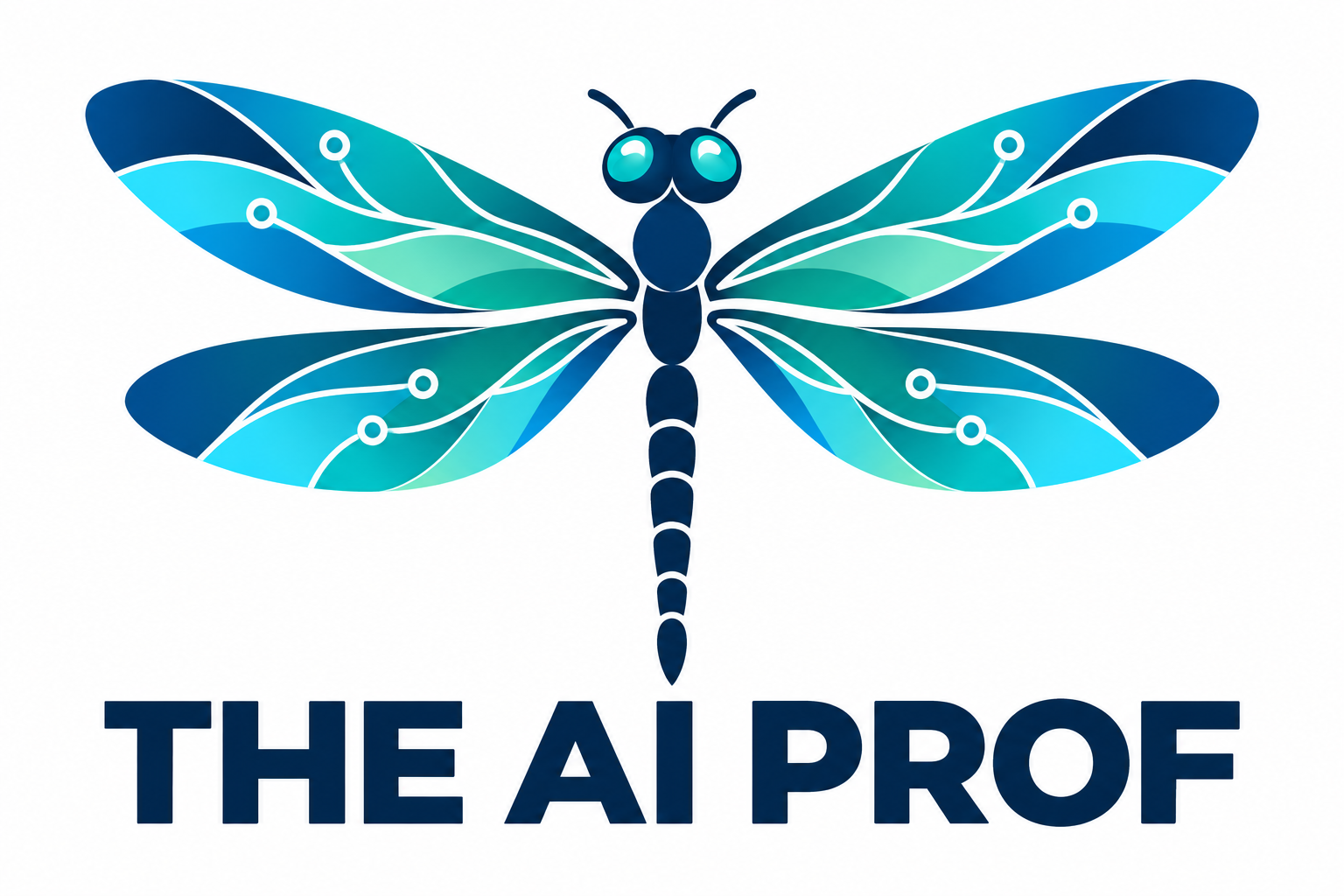 The AI Prof blue and teal dragonfly logo